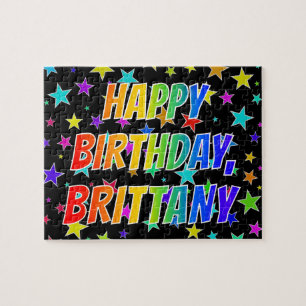 Voornaam "BRITTANY", afgekort "HAPPY BIRTHDAY" Legpuzzel