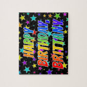 Voornaam "BRITTANY", afgekort "HAPPY BIRTHDAY" Legpuzzel (Verticaal)