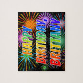 Voornaam "BRITTANY", geun "HAPPY BIRTHDAY" Legpuzzel (Verticaal)