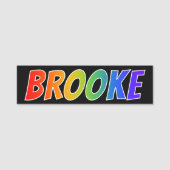 Voornaam "BROOKE": Fun Rainbow-kleuren Naamplaatje (Voorkant)