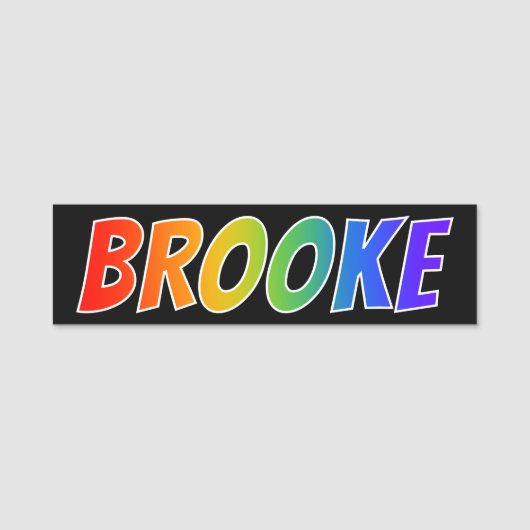 Voornaam "BROOKE": Fun Rainbow-kleuren Naamplaatje (Voorkant)