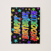 Voornaam "BROOKLYN", geun "HAPPY BIRTHDAY" Legpuzzel (Verticaal)
