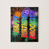 Voornaam "BROOKLYN", geun "HAPPY BIRTHDAY" Legpuzzel (Verticaal)