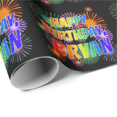 Voornaam "BRYAN", geun "HAPPY BIRTHDAY" Cadeaupapier (Rol Hoek)