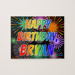 Voornaam "BRYAN", geun "HAPPY BIRTHDAY" Legpuzzel