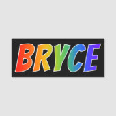 Voornaam "BRYCE": Fun Rainbow-kleuren Naamplaatje (Voorkant)