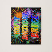 Voornaam "BRYCE", geun "HAPPY BIRTHDAY" Legpuzzel (Verticaal)