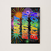 Voornaam "BRYSON", geun "HAPPY BIRTHDAY" Legpuzzel (Verticaal)