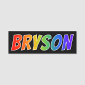 Voornaam "BRYSON": vun regenboogkleuren Naamplaatje (Voorkant)