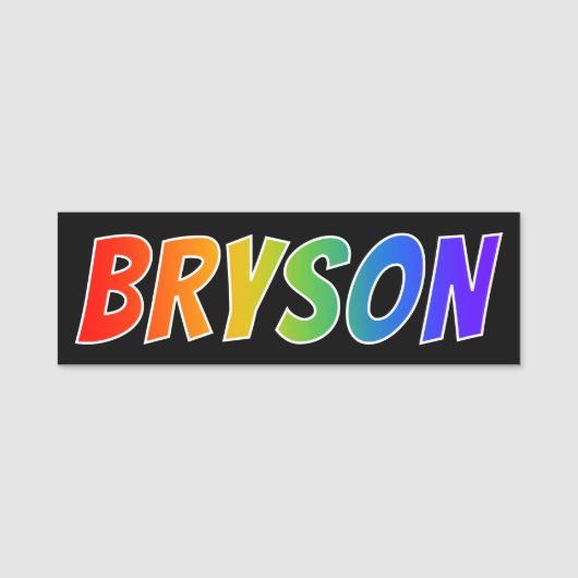 Voornaam "BRYSON": vun regenboogkleuren Naamplaatje (Voorkant)