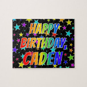 Voornaam "CADEN", geun "HAPPY BIRTHDAY" Legpuzzel