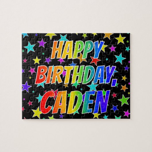 Voornaam "CADEN", geun "HAPPY BIRTHDAY" Legpuzzel (Horizontaal)