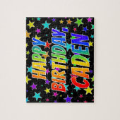 Voornaam "CADEN", geun "HAPPY BIRTHDAY" Legpuzzel (Verticaal)