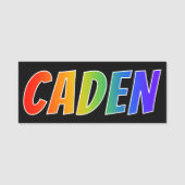 Voornaam "CADEN": vun regenboogkleuren Naamplaatje (Voorkant)