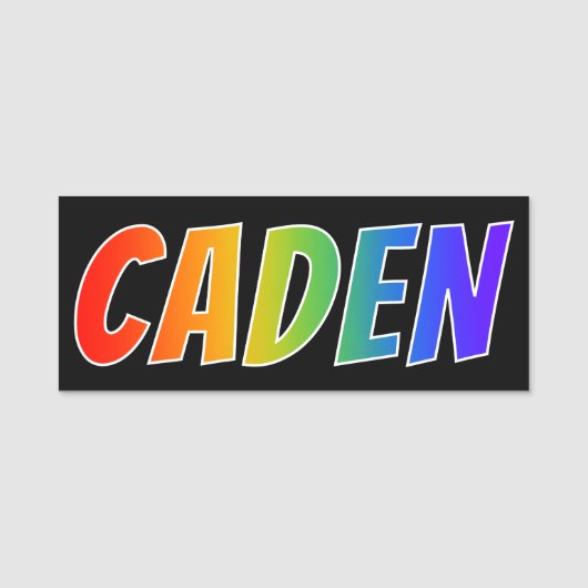 Voornaam "CADEN": vun regenboogkleuren Naamplaatje (Voorkant)