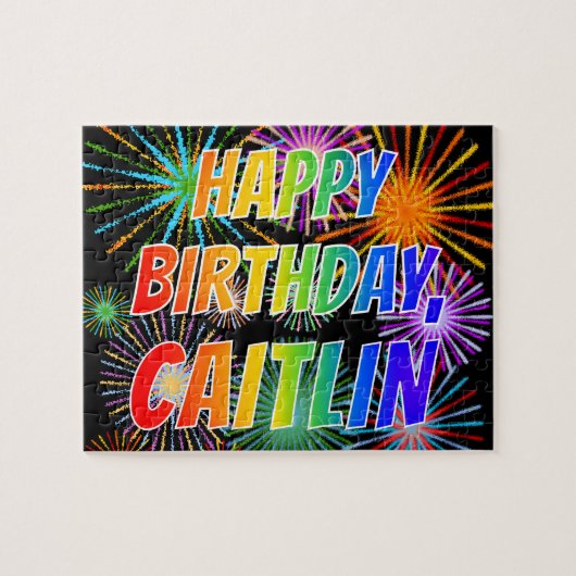 Voornaam "CAITLIN", geun "HAPPY BIRTHDAY" Legpuzzel (Horizontaal)