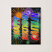 Voornaam "CAITLIN", geun "HAPPY BIRTHDAY" Legpuzzel (Verticaal)
