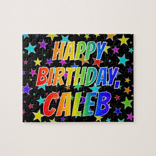 Voornaam CALEB, Fun "HAPPY BIRTHDAY" Legpuzzel (Horizontaal)