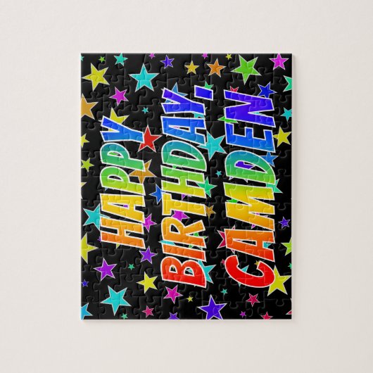 Voornaam "CAMDEN", Fun "HAPPY BIRTHDAY" Legpuzzel (Verticaal)