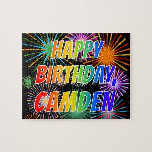 Voornaam "CAMDEN", geun "HAPPY BIRTHDAY" Legpuzzel (Horizontaal)