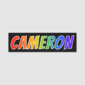 Voornaam "CAMERON": Fun Rainbow-kleuren Naamplaatje (Voorkant)