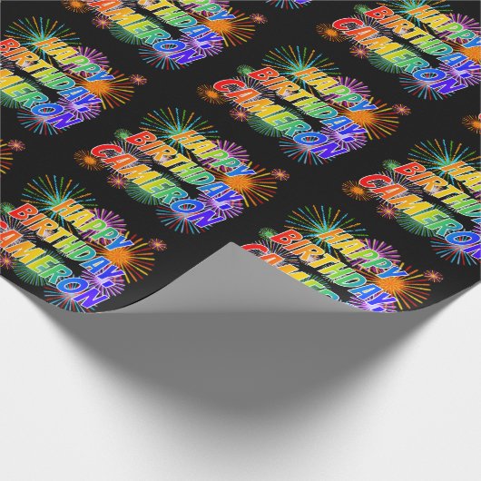 Voornaam "CAMERON", geun "HAPPY BIRTHDAY" Cadeaupapier (Hoek)