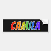 Voornaam "CAMILA": Fun Rainbow-kleuren Bumpersticker (Voorkant)