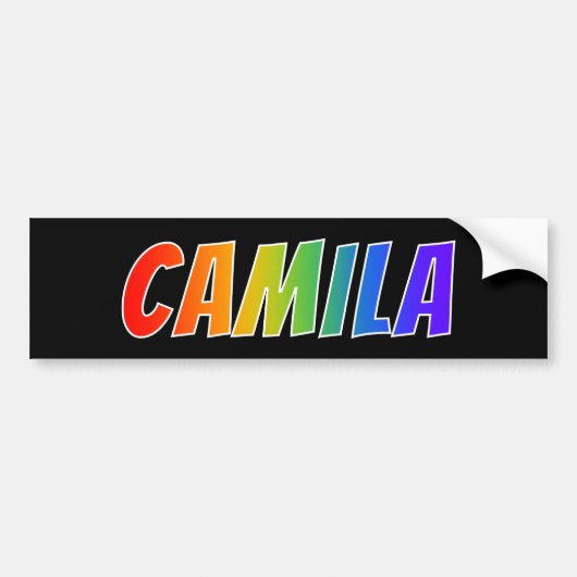 Voornaam "CAMILA": Fun Rainbow-kleuren Bumpersticker (Voorkant)