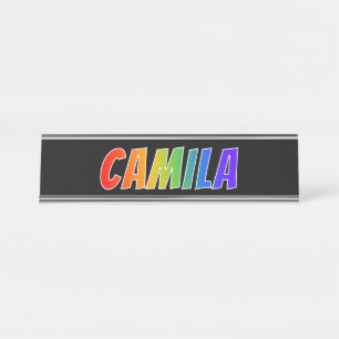 Voornaam "CAMILA": Fun Rainbow-kleuren Bureau Naambordje