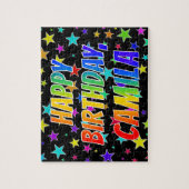 Voornaam "CAMILA", geun "HAPPY BIRTHDAY" Legpuzzel (Verticaal)