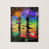 Voornaam "CAMILA", geun "HAPPY BIRTHDAY" Legpuzzel (Verticaal)