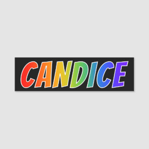 Voornaam "CANDICE": Fun Rainbow-kleuren Naamplaatje