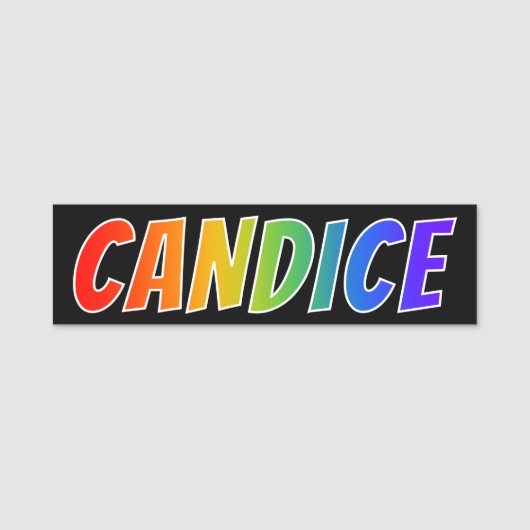 Voornaam "CANDICE": vun regenboogkleuren Naamplaatje (Voorkant)
