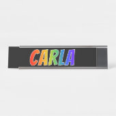Voornaam "CARLA": Fun Rainbow Coloring Bureau Naambordje (Voorkant)