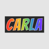 Voornaam "CARLA": Fun Rainbow-kleuren Naamplaatje (Voorkant)