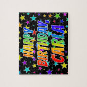 Voornaam "CARLA", geun "HAPPY BIRTHDAY" Legpuzzel (Verticaal)
