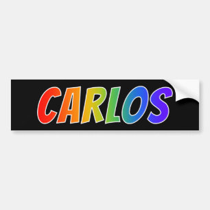 Voornaam "CARLOS": Regenboogkleuren Bumpersticker