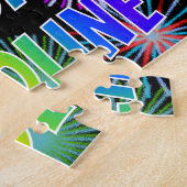 Voornaam "CAROLINE", geun "HAPPY BIRTHDAY" Legpuzzel (Zijkant)