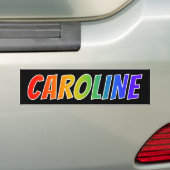 Voornaam "CAROLINE": vun regenboogkleuren Bumpersticker (Op auto)