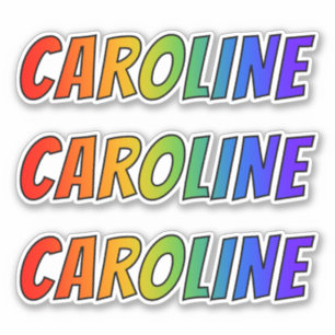 Voornaam "CAROLINE" w/ Fun Rainbow Coloring Sticker