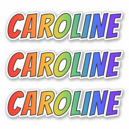 Voornaam "CAROLINE" w / Fun Rainbow Coloring Sticker (Voorkant)