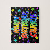 Voornaam "CARRIE", geun "HAPPY BIRTHDAY" Legpuzzel (Verticaal)