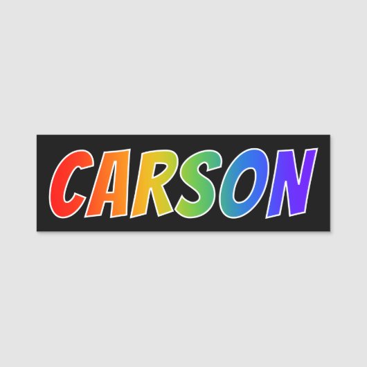 Voornaam "CARSON": Fun Rainbow-kleuren Naamplaatje (Voorkant)