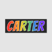 Voornaam "CARTER": Fun Rainbow-kleuren Naamplaatje (Voorkant)