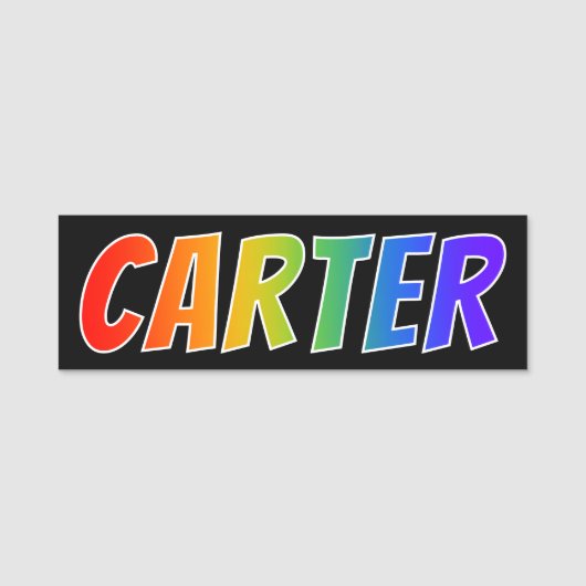 Voornaam "CARTER": Fun Rainbow-kleuren Naamplaatje (Voorkant)