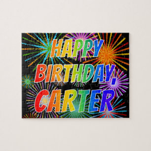 Voornaam "CARTER", gefineerd "HAPPY BIRTHDAY" Legpuzzel