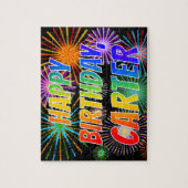 Voornaam "CARTER", gefineerd "HAPPY BIRTHDAY" Legpuzzel (Verticaal)