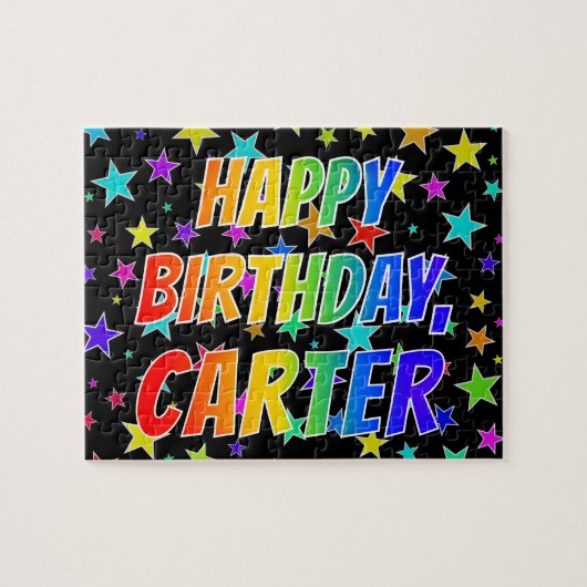 Voornaam "CARTER", geun "HAPPY BIRTHDAY" Legpuzzel (Horizontaal)