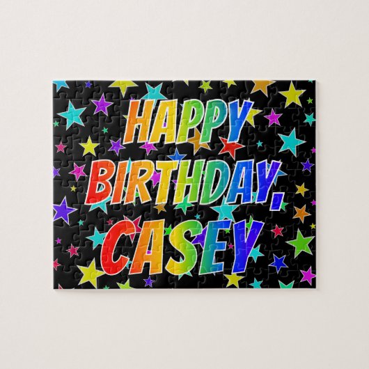 Voornaam "CASEY", Fun "HAPPY BIRTHDAY" Legpuzzel (Horizontaal)