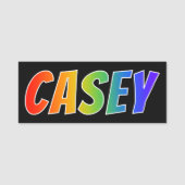 Voornaam "CASEY": Fun Rainbow-kleuren Naamplaatje (Voorkant)